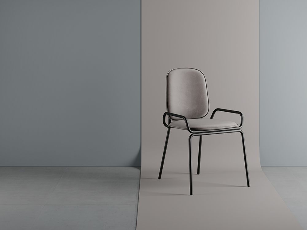 Стул Ror, Double Frame, велюр, черный/серый