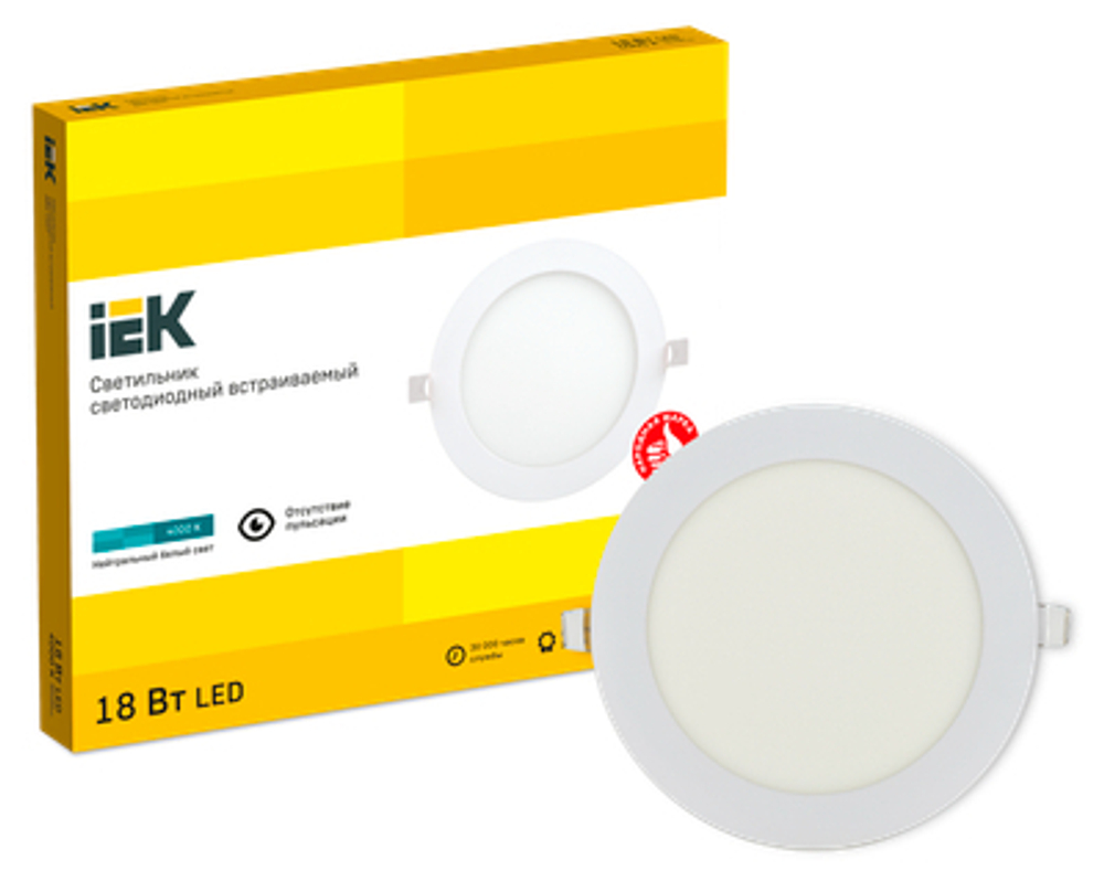 Светильник ДВО 1607 белый, круг LED 18Вт 4000 IP20 IEK