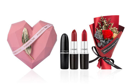 Наборы декораторской косметики MAC Bullet Pink Black Feather Box Makeup Sets Velour Satin Матовыйe 1 Pack/2 Pcs Pack/3 Pack+Bouquet