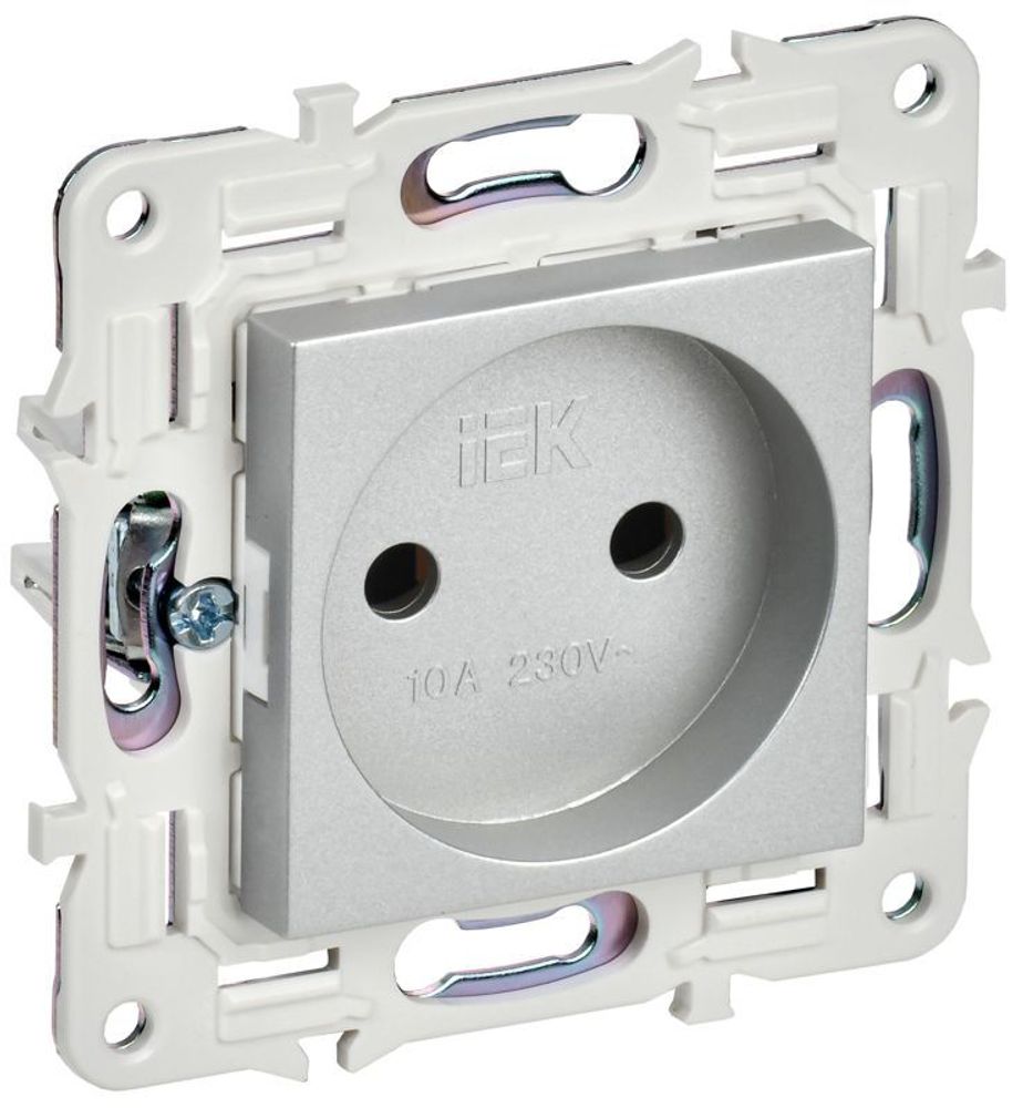 Розетка SKANDY 10А без заземл. без защ. шторок SK-R02S серебр. IEK SK-R10-10-K23 Розетка SKANDY 10А без заземл. без защ. шторок SK-R02S серебр. IEK SK-R10-10-K23