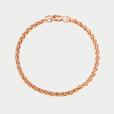 Браслет цепной из розового золота 585 пробы пустотелый с плетением "Колос" без вставок (арт. НБ 12-244ПГ 0.80)