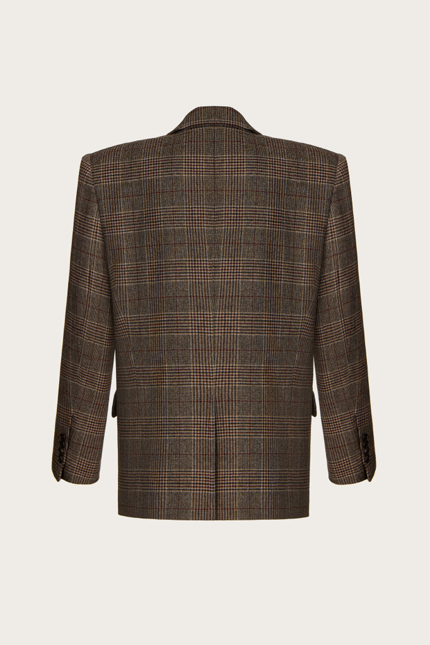 ЖАКЕТ ИЗ КОРИЧНЕВОЙ КОСТЮМНОЙ ШЕРСТИ