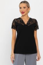 Блуза с кружевом Инь-Янь (черная) Б14257-18М LT Collection