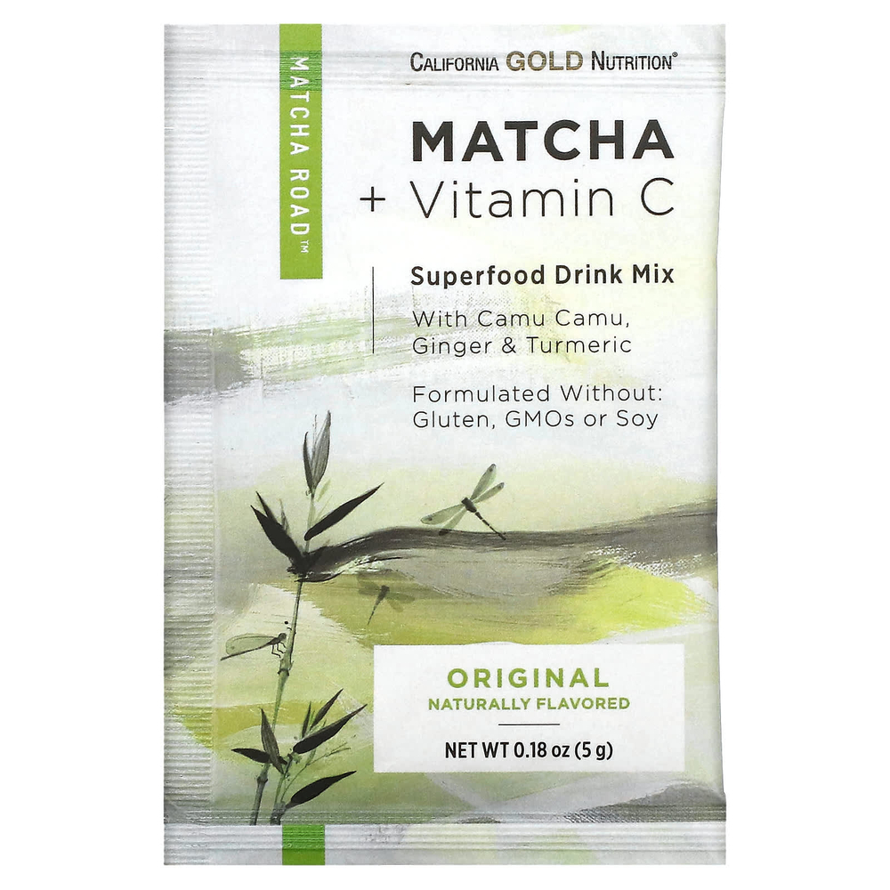 California Gold Nutrition, Matcha Road, матча с витамином C, оригинальный вкус, 10 шт.