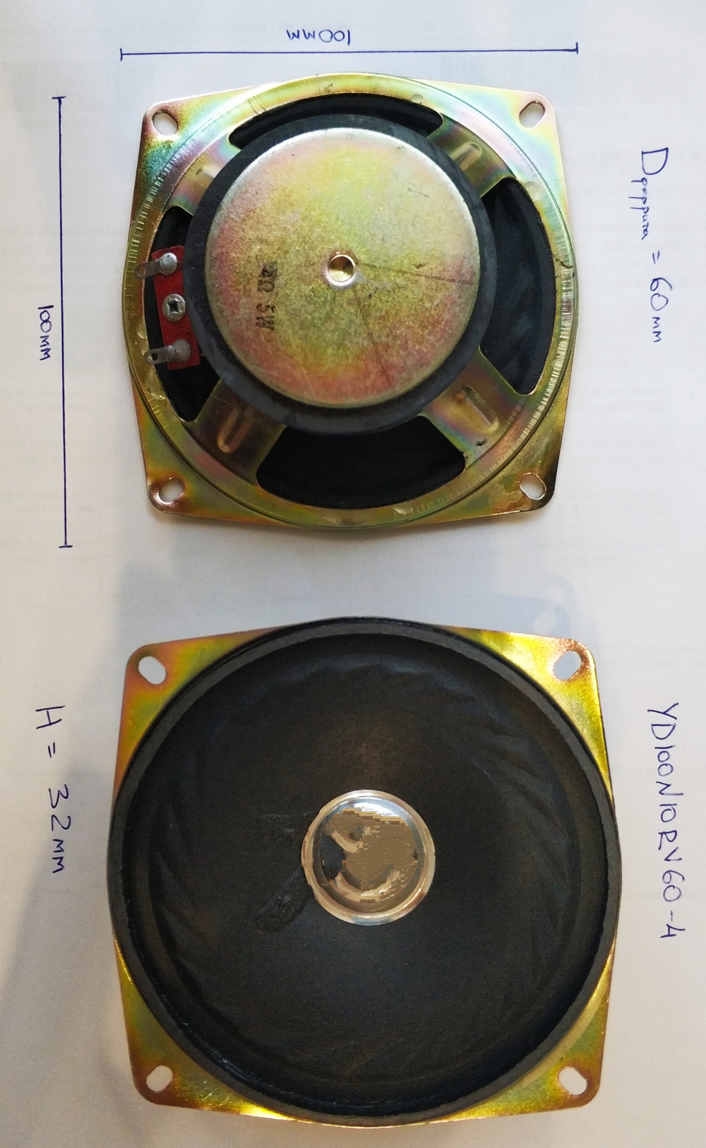 2шт./ Динамик YD100N10RV60-4 5W  4Ohm