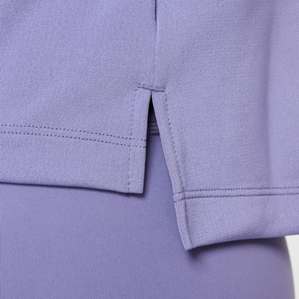 Футболка для мальчика теннисная Nike Girls Dri-FIT Long-Sleeve 1/4-Zip Top - пыльный аметист/белый