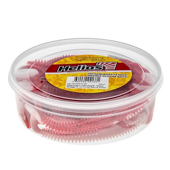 Виброхвост несъедоб. Shaggy 5,12/13 см Red &amp; White 20шт. (HS-18-003-N-20) Helios