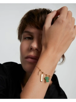 Подвеска-шарм Mushroom Green Aventurine серебро 925 пробы покрытое золотом