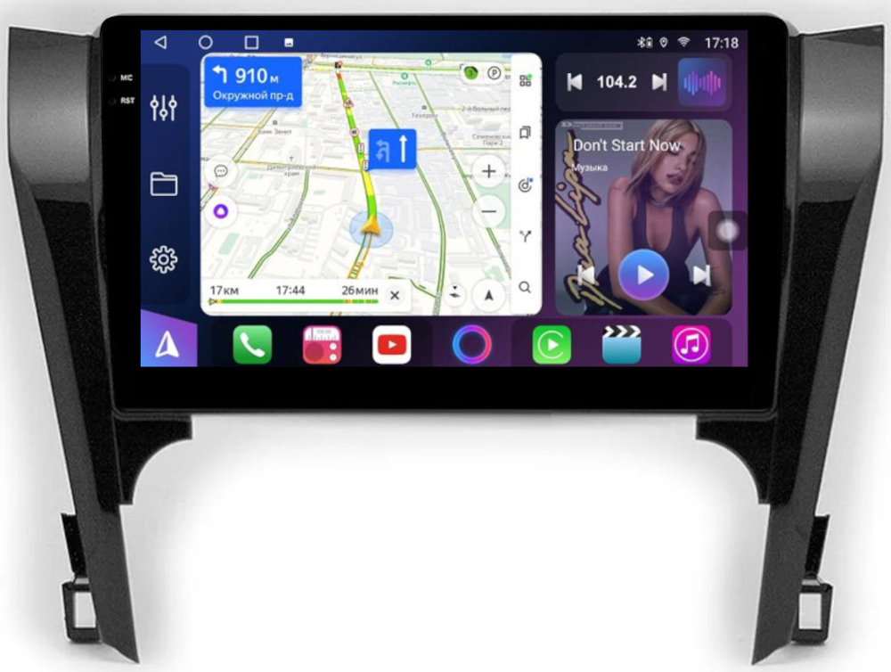 Магнитола Toyota Camry 50 2011-2014 (рамка черная глянцевая) - FarCar 7048FB монитор 10.36" QLED на Android 14, TS18, CarPlay, 4G SIM-слот