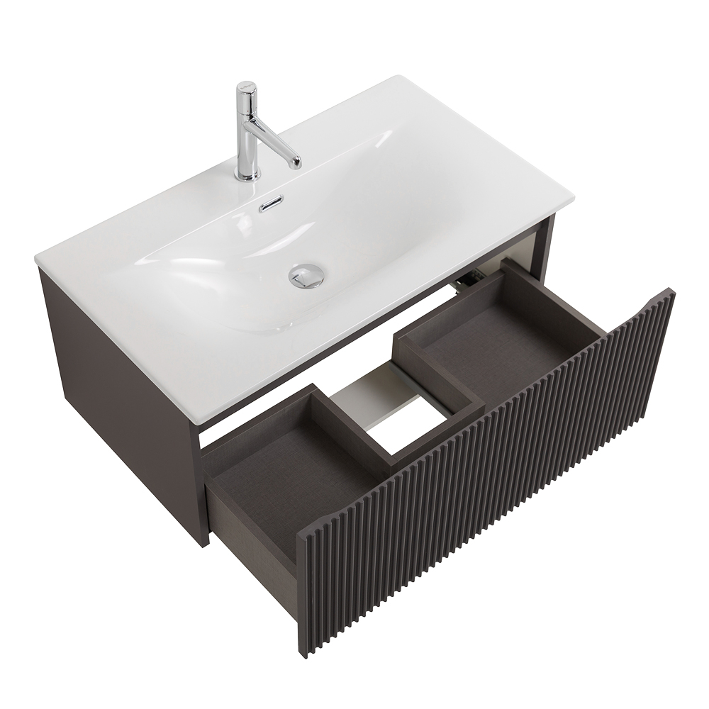 Тумба с раковиной подвесная BelBagno UNO-800-1C-SO-GSO Темно-Серый матовый, раковина белая BB-8099-80