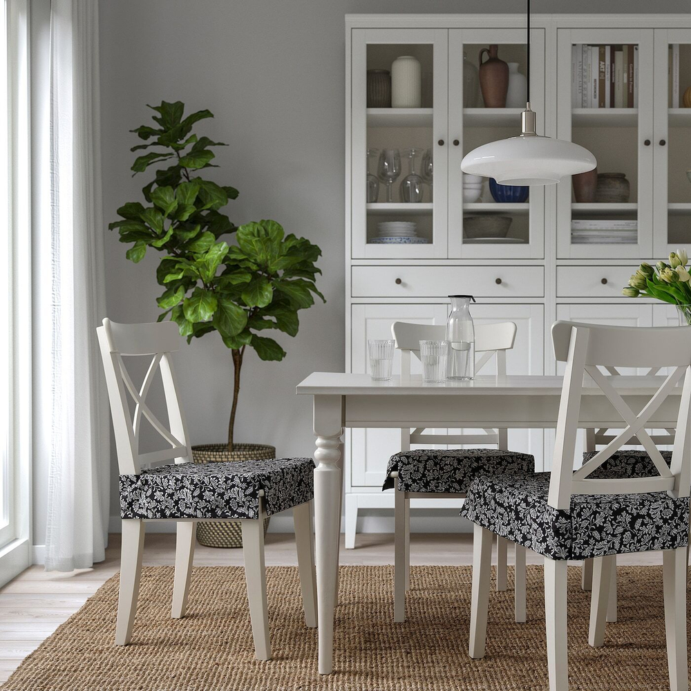 IKEA DVÄRGDUNÖRT  (ИКЕА ДВÄРГДУНÖРТ)  -  Подушка для стула, серо-белая, 42/35x42x4 см