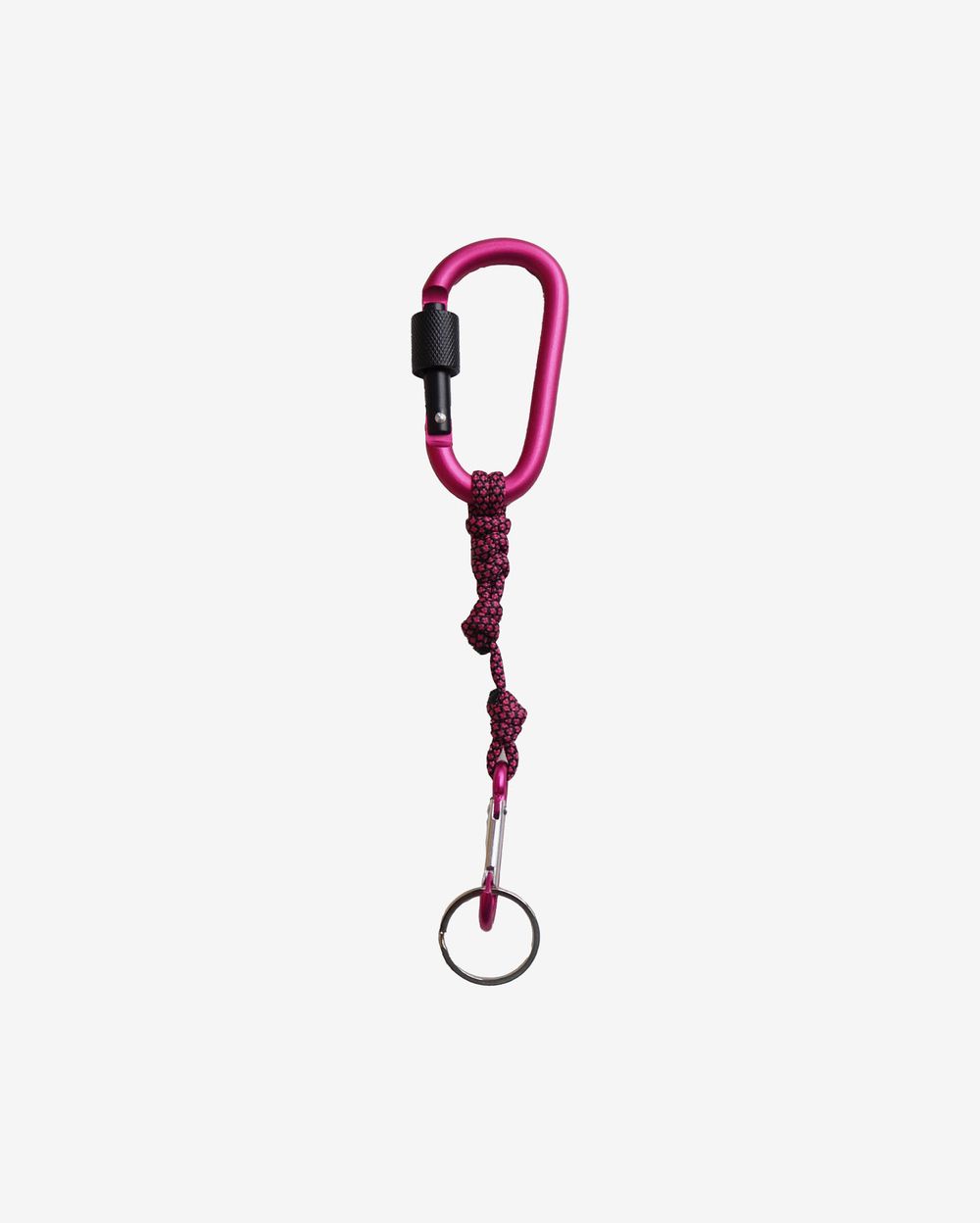 Брелок Ack Items Два карабина розовый (черно-розовый snake шнурок)