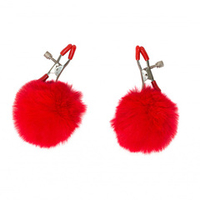 Зажимы на соски с красными меховыми шариками Lola Games Party Hard Clamps Angelic Red 1140-03lola