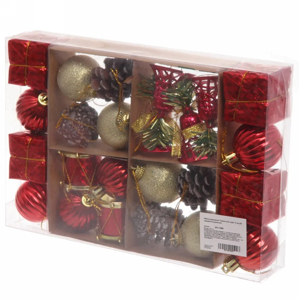 Набор украшений «Сказочное чудо» 3 см (28 предметов),красный