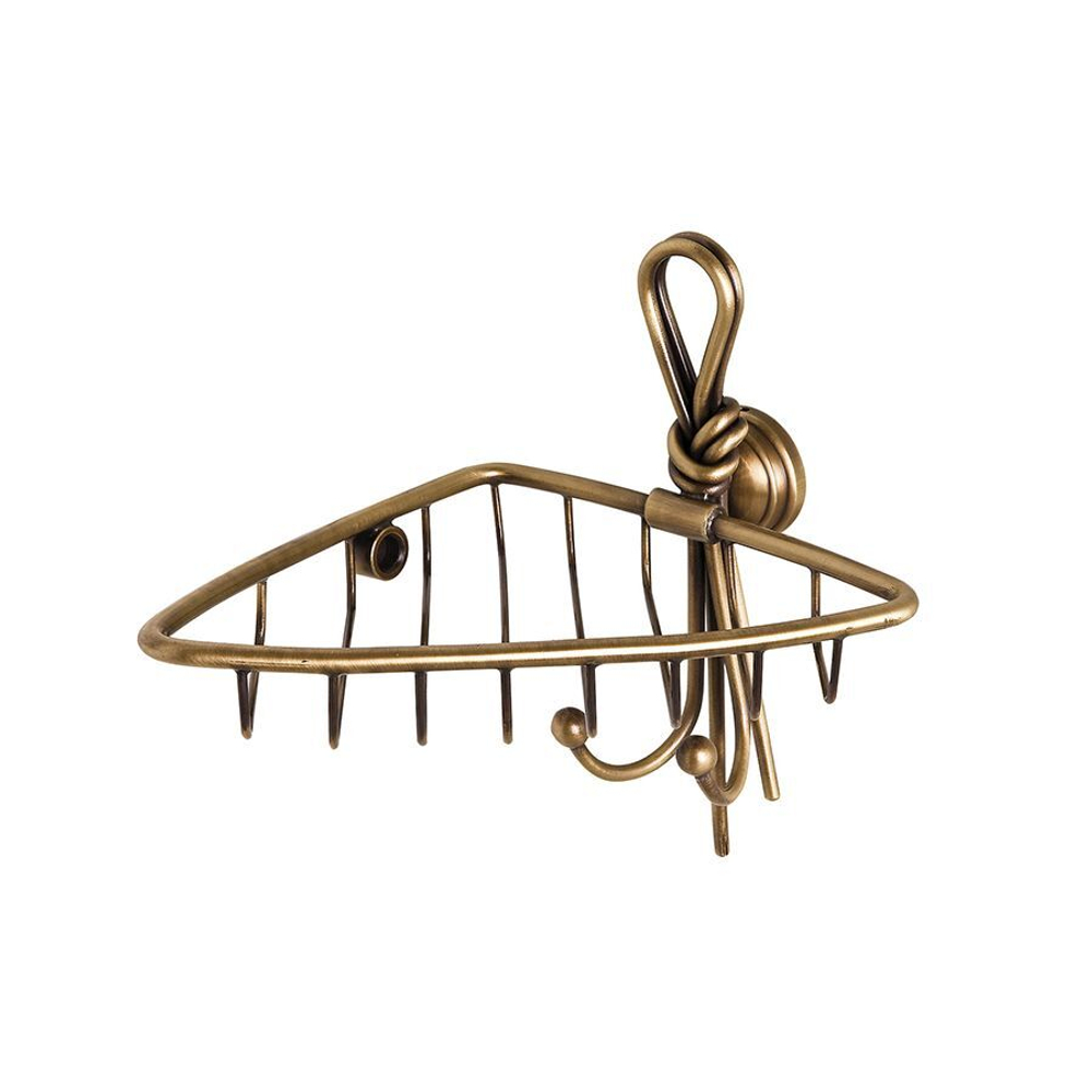 Полка для душа LUDOVICA, с 2 крючками, бронза, LUX-LUD-TR1914-BR