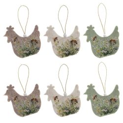 GAEM Набор из 6-ти изделий декоративных подвесных "Курица/Петух" (7,5*0,5*7,5), L25 W9 H1,5 см