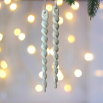 Подвески в блестках «Ледяные сосульки» 10 см (набор 2шт), белый