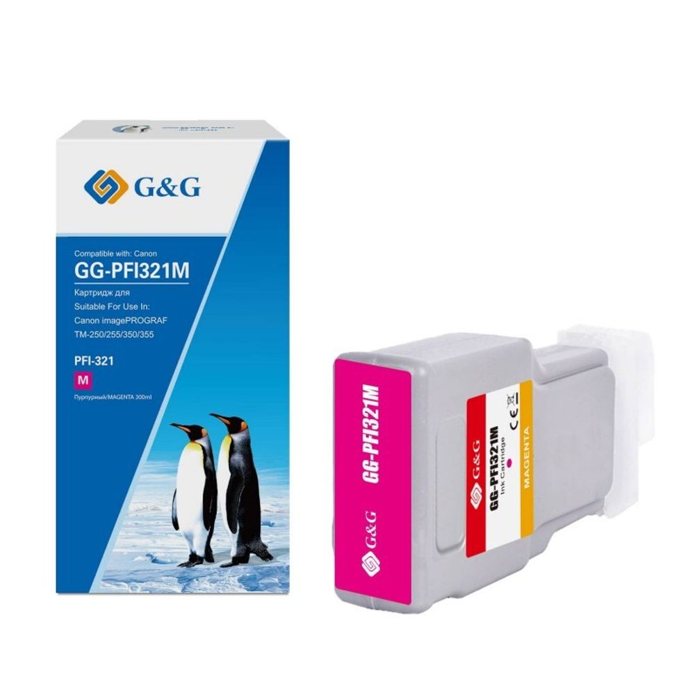 Картридж струйный G&amp;G PFI-321M, аналог Canon 6269C001 пурпурный 300ml