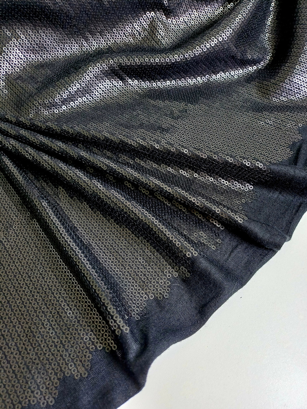 Трикотаж вискоза, черный, пайетки