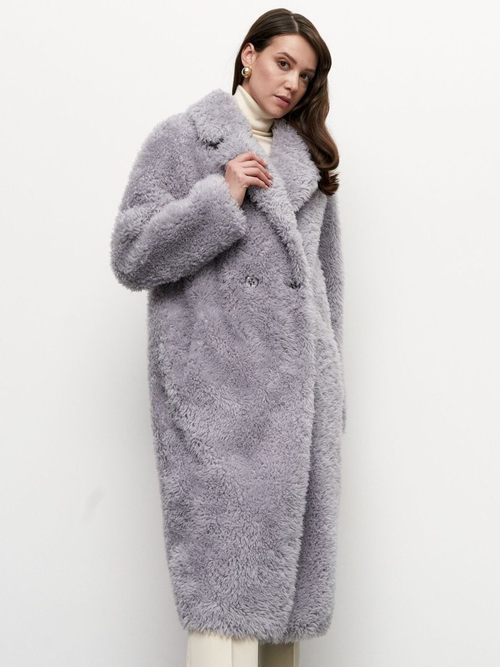 Шуба женская чебурашка тедди эко, серый, SilverFox