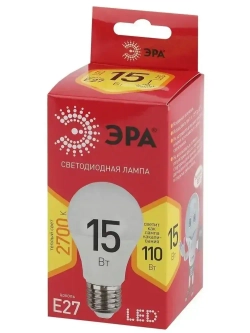 Лампочка светодиодная ЭРА LED Е27 15 Вт A60 груша 2700К теплый белый свет набор 10 штук