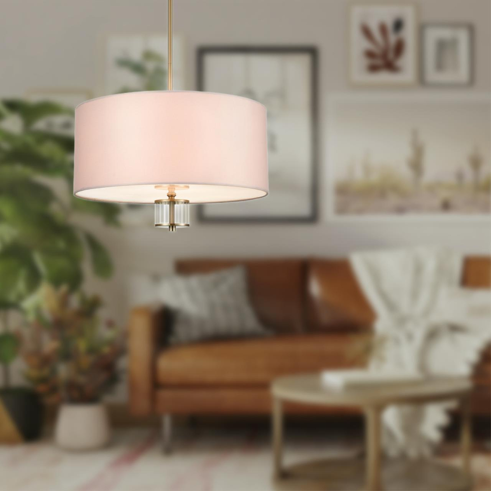 8109/5C MODERNI LN25 129 латунь титаниум/бежевый, металл/текстиль/стекло Люстра потолочная E14 5*40W 220V DAMONA