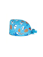 Шапочка медицинская, принт "Веселые акулы", голубой