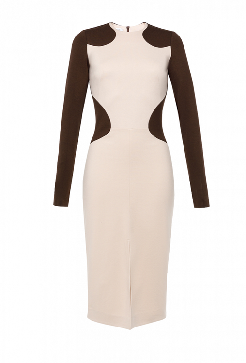 Трикотажное платье-футляр с графическими вставками