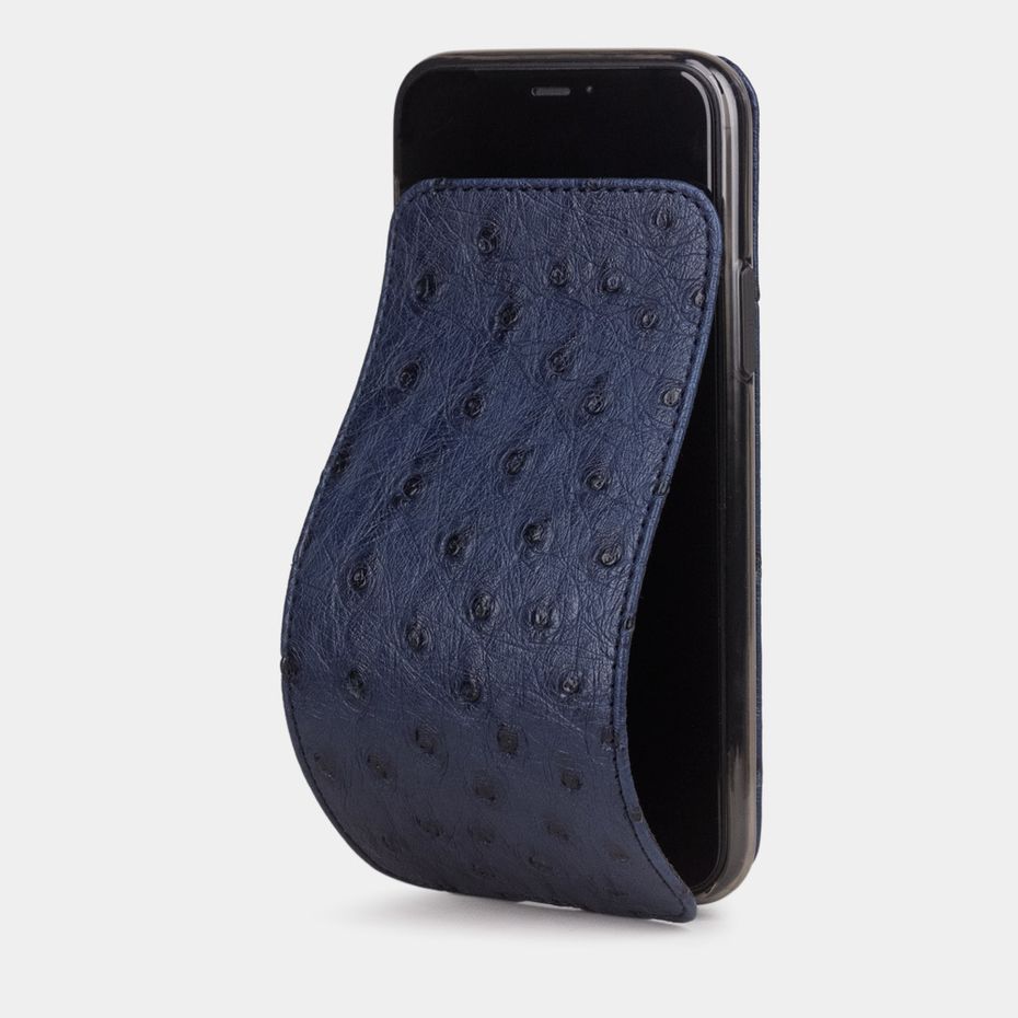 Special order: Чехол для iPhone 11 Pro из натуральной кожи страуса, синего цвета