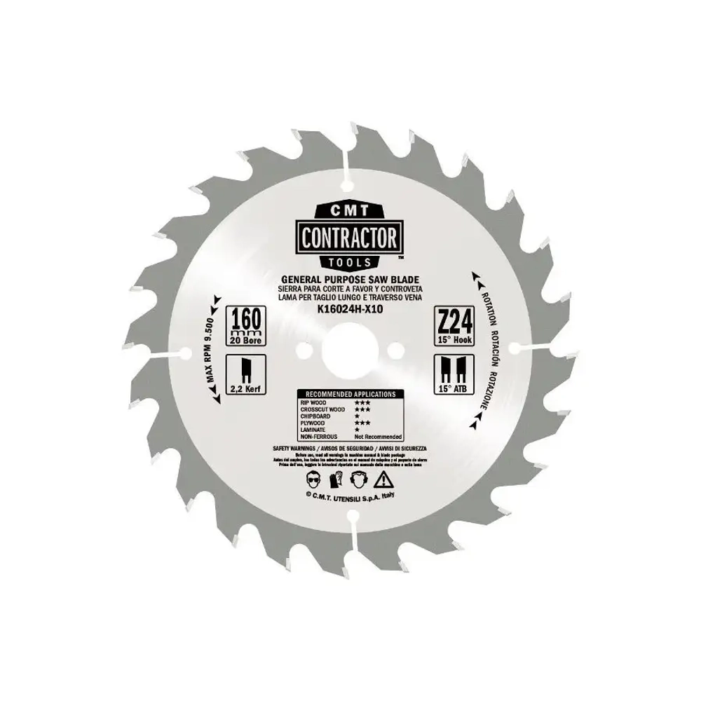 Пильный диск Contractor 160x2.2/1.4x20 Z40 ATB CMT K16040H-X10