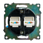 Розетка компьютерная 2-местная RJ-45 (механизм) ,STEKKER ,GLS00-7109-05, серия Катрин, черный 50007