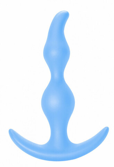 Силиконовый анальный стимулятор для ношения Bent Anal Blug (11,5 см , нежно-голубой) (Цвет: нежно-голубой)