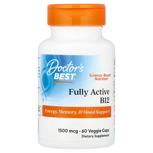 Doctor's Best, активный витамин B12, 1500 мкг, 60 растительных капсул