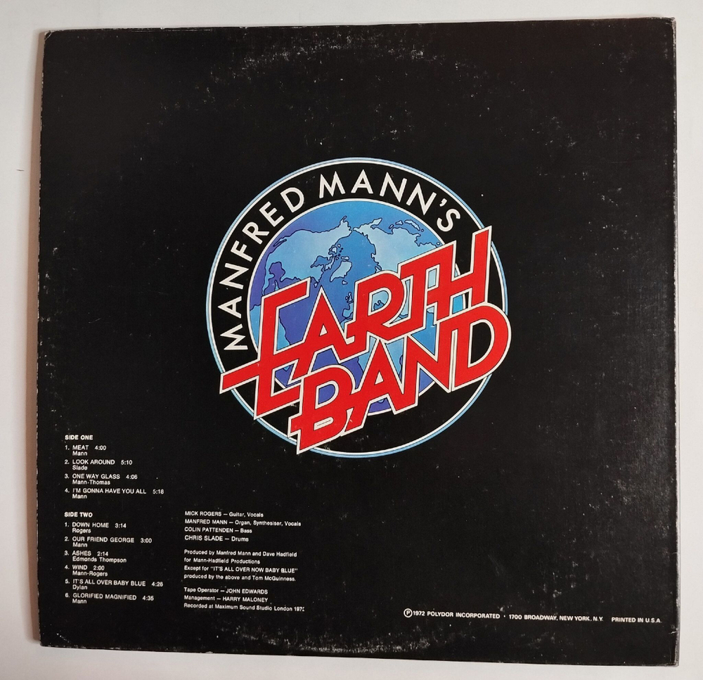 Винтажная виниловая пластинка LP Manfred Mann Earth Band Glorified Magnified (USA 1972)