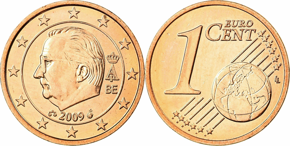 Бельгия 1 евроцент, 2009-2013 XF