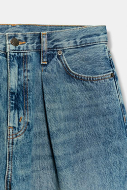 ZARA ДЖИНСОВЫЕ ШОРТЫ СО СРЕДНЕЙ ПОСАДКОЙ — ZW COLLECTION, СИНИЙ