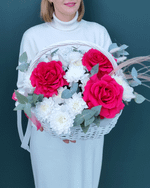 Цветочная корзина малиновая(00450)