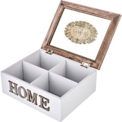 ШКАТУЛКА ДЛЯ ЧАЯ С 4 СЕКЦИЯМИ КОЛЛЕКЦИЯ "HOME" 20*17*8 СМ (КОР=16 ШТ.)