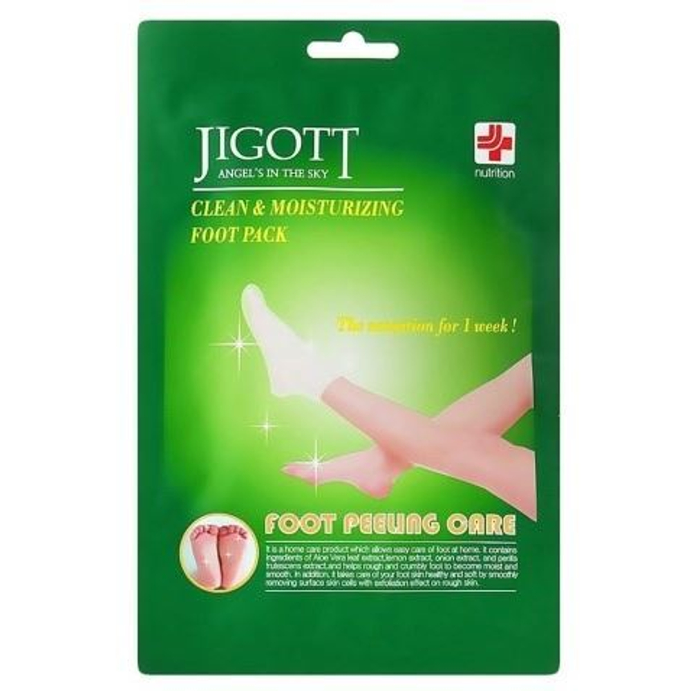 Jigott Clean & Moisturizing Foot Pack Маска носки для пилинга ног, 15мл*2шт