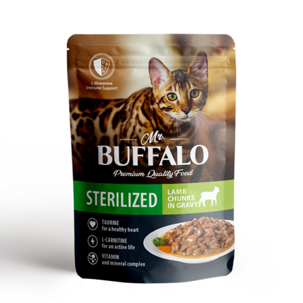 Mr.Buffalo 85г пауч Sterilised Влажный корм для взрослых стерилизованных кошек Ягненок (соус)