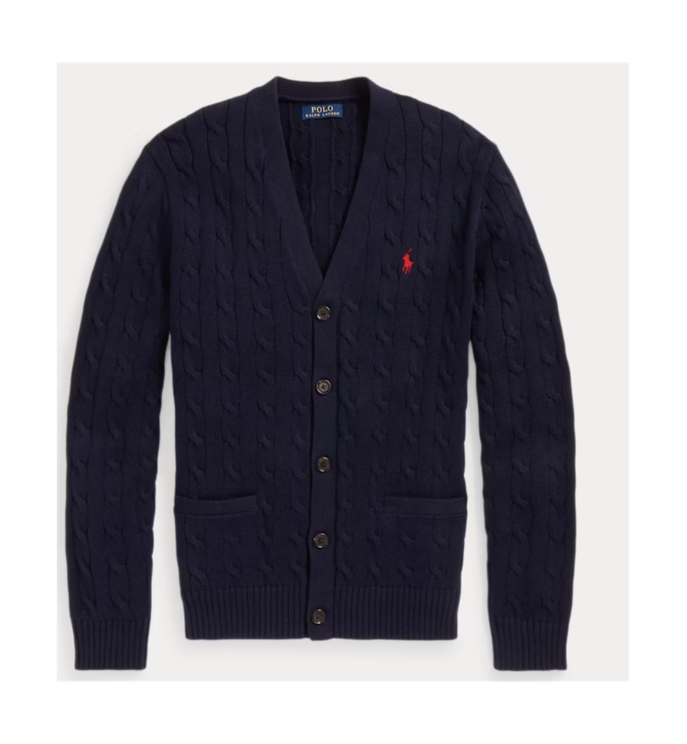 Кардиган из хлопка с косичной вязкой Polo Ralph Lauren