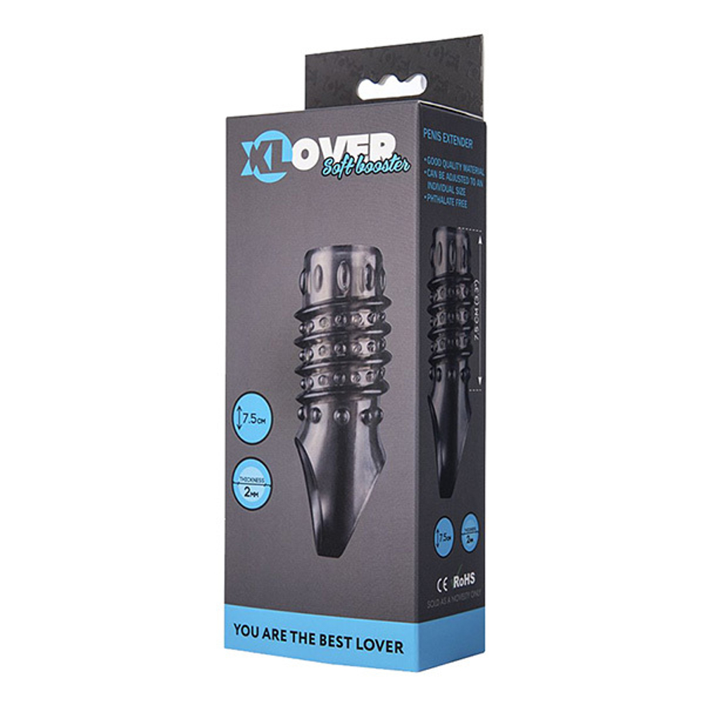 Открытая дымчатая насадка 11,5см с точками и рёбрами ToyFa XLover 748017