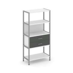 Shelf System Односекционный стеллаж четырехярусный с ящиками SN.STM-412 Белый/Антрацит/Металл Серый