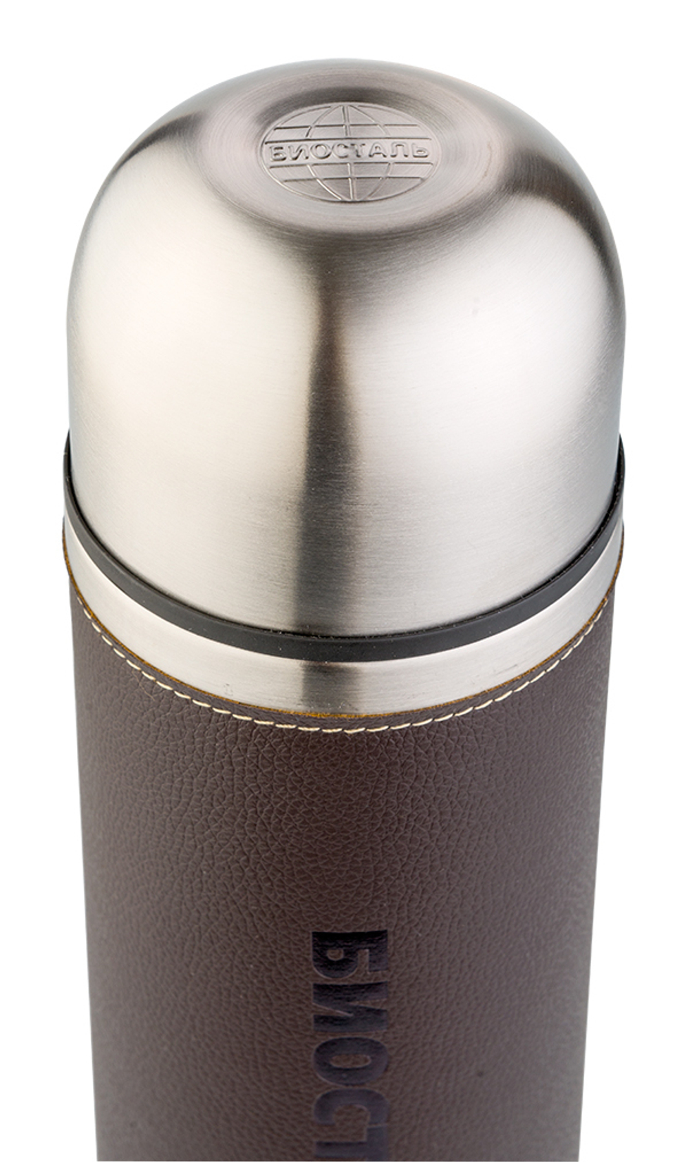 Термос Biostal Охота (0,5 литра) с кожаной вставкой, коричневый