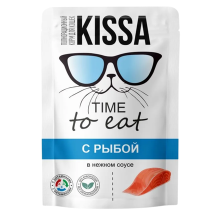 Влажный корм KISSA для кошек с рыбой в соусе 75 гр