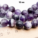Аметист шевронный бусины, диаметр 9,9-10,1 мм, цена за 18-19 шт (1/2 нити)
