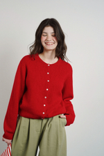 Кардиган из кашемира с мериносом красного цвета