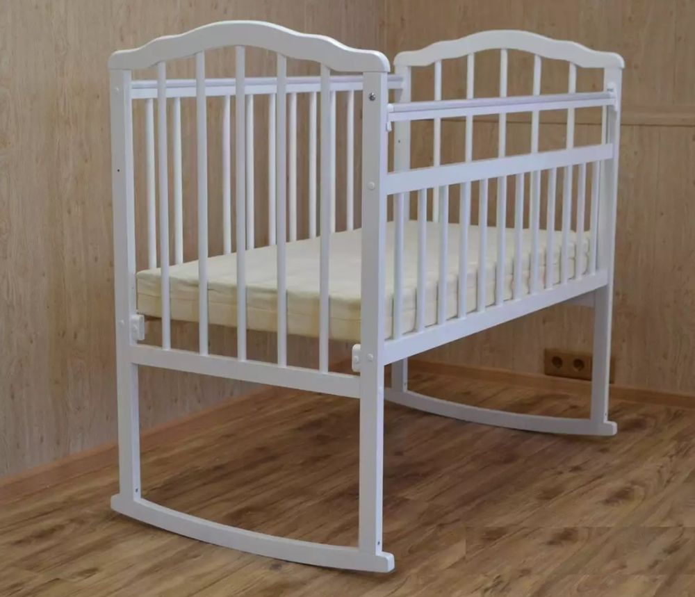 Кровать детская Солнышко 2 (колесо-качалка/белый)