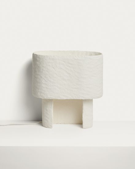 Белая настольная лампа Bedala из папье-маше
