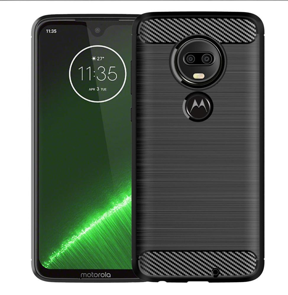 Купить чехол на Motorola Moto G7 (G7 Plus) черного цвета, в стиле Carbon от  бренда caseport. Высокое качество, низкие цены, быстрая доставка!